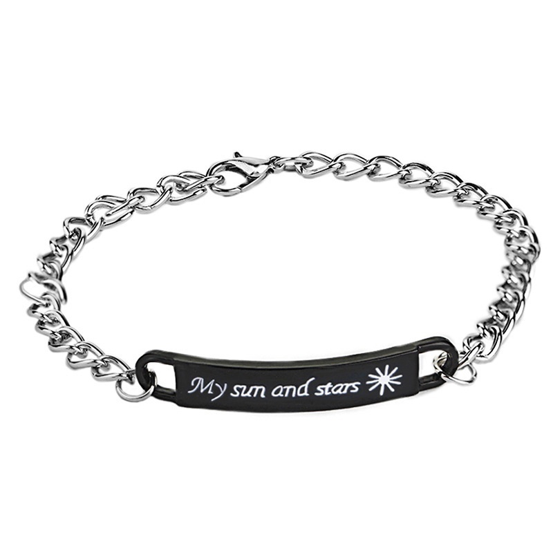 Metal Alloy "My Sun and Stars" &"Moon of My Life" CZ Stone Couple Bracelets