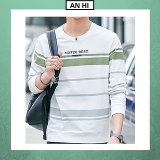 Áo thun nam tay dài 💚𝗙𝗥𝗘𝗘𝗦𝗛𝗜𝗣💚 Áo thun nam nữ dài tay unisex form rộng hàn quốc SỌC NGANG XANH LÁ