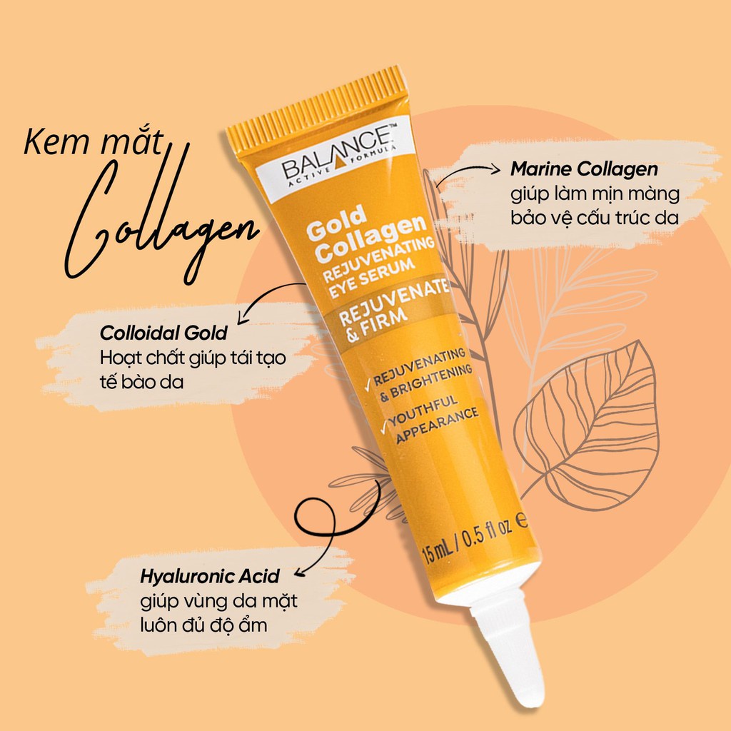 Serum Tái Tạo Và Dưỡng Da Mắt Balance Active Formula Gold Collagen Rejuvenating eye 15mL