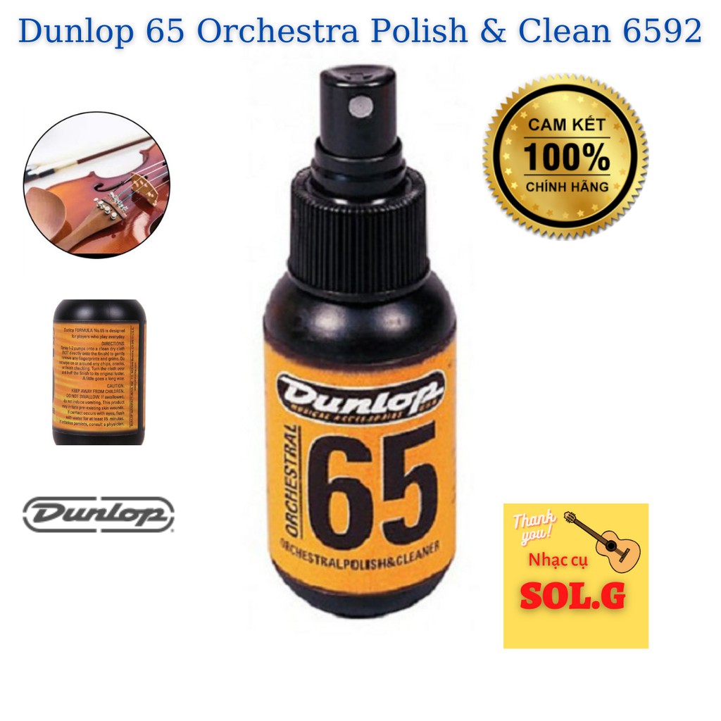 Dầu Lau Đàn Violin, Vilon, Viola Cello Dunlop 65 Orchestra Polish &amp; Clean 6592 - 60ml