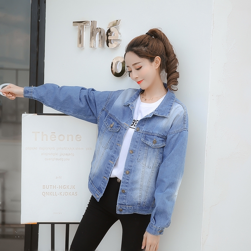 Áo Khoác Denim Dài Tay Với Thiết Kế Phối Rách Cá Tính Trẻ Trung