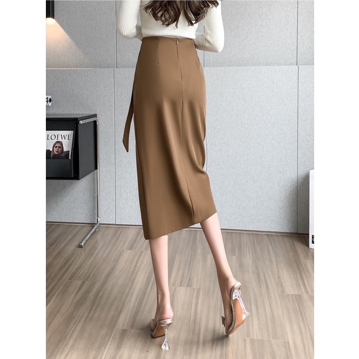 Chân Váy Xẻ Tà Lưng Cao Dáng Ôm Thời Trang Mùa Thu Kiểu Mới Quyến Rũ