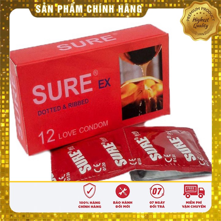 [GIÁ SỈ] BAO CAO SU SURE  Đỏ giá rẻ hộp 12 cái