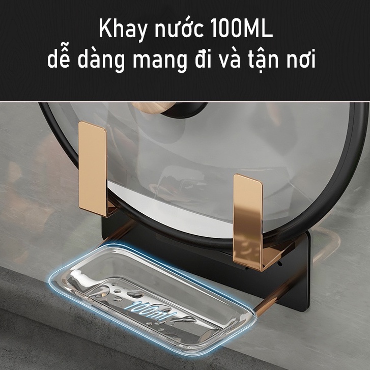 Giá để nắp nồi MEIDOO gắn tường khoan / dán tùy chọn tiện dụng cho nhà bếp
