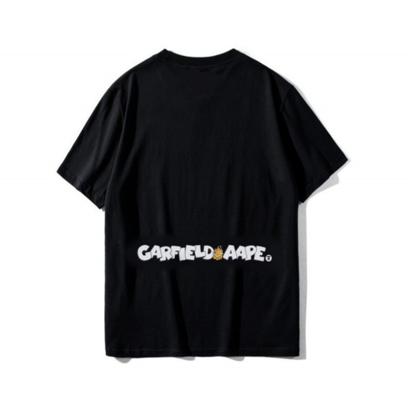 Hàng Bán Chạy AAP*E Áo Thun Cotton Tay Ngắn Cổ Thuyền In Họa Tiết Mèo Garfield Cho Nam Và Nữ