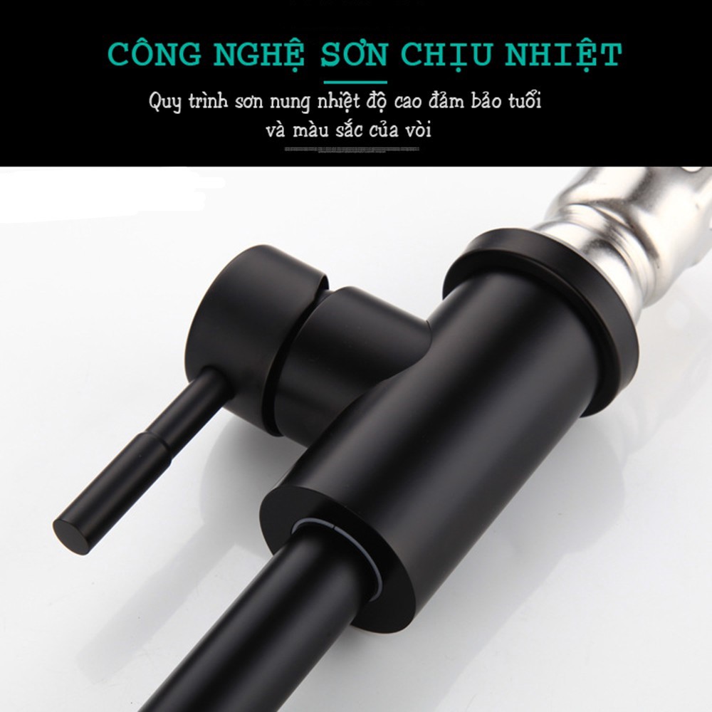 Vòi rửa bát vòi rửa chén nóng lạnh inox 304 Astosi phủ nano đen cao cấp Xoay Bi