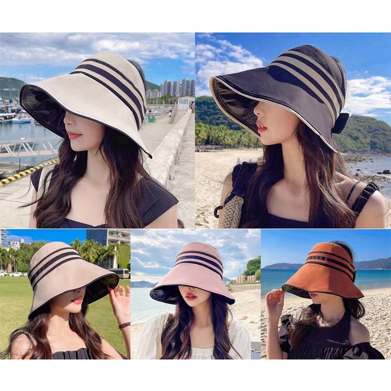 Mũ Lưỡi Trai Nửa Đầu Vành Rộng Màu Đen Chống Tia Cực Tím Chống Tia Uv Thời Trang Mùa Hè Cho Nữ