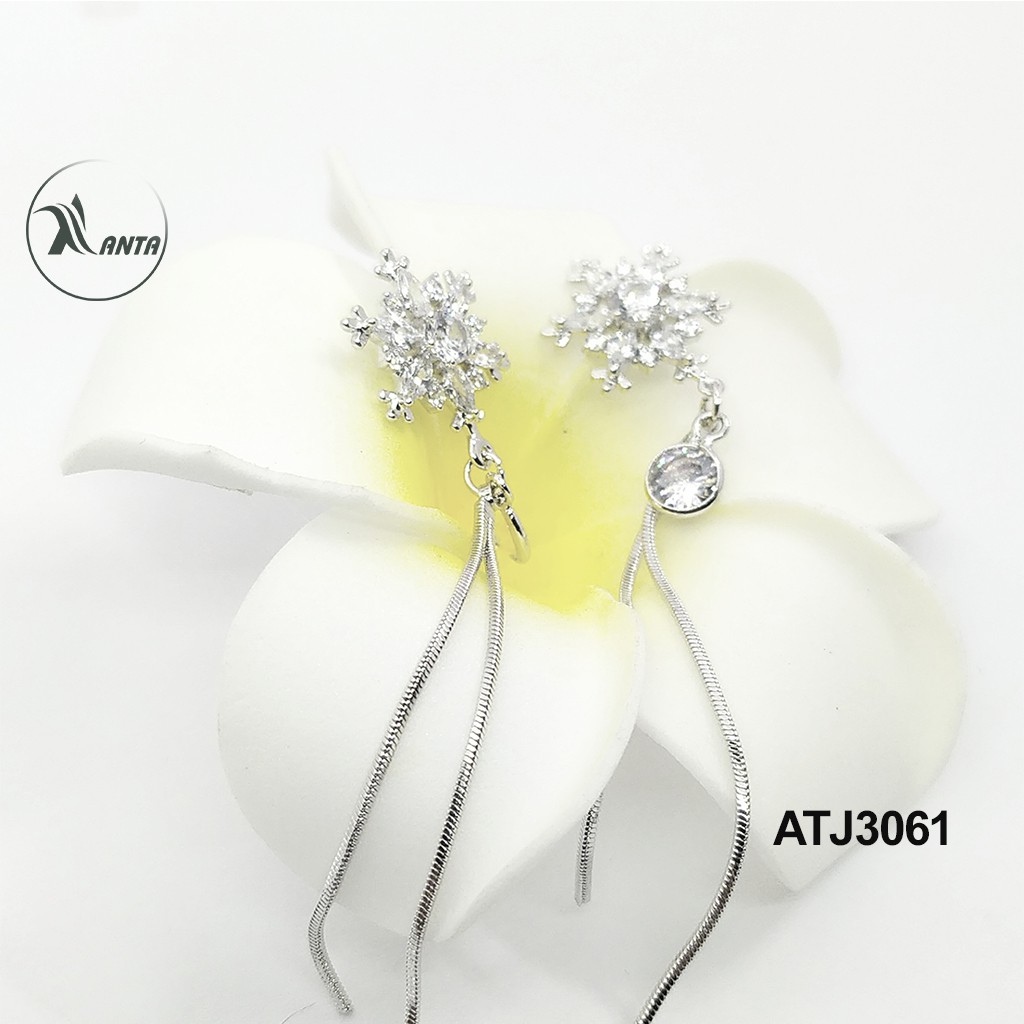 Bông tai bạc 925 Hoa bông tuyết tủa dài Đính Pha Lê Xinh Xắn cho nữ ANTA Jewelry - ATJ3061