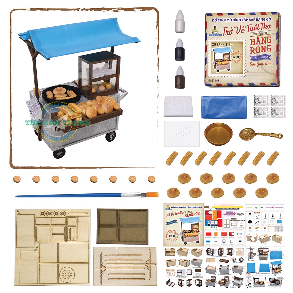Mô Hình Sài Gòn Xưa Và Nay Thu Nhỏ - Xe Bán Bánh Bò Bánh Tiêu - HR07