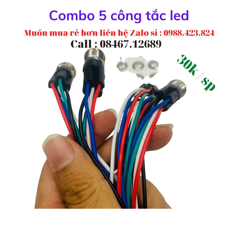 [ Sỉ 30K ] Combo 5 công tắc led logo Honda chất lượng cao tặng jack kết nối