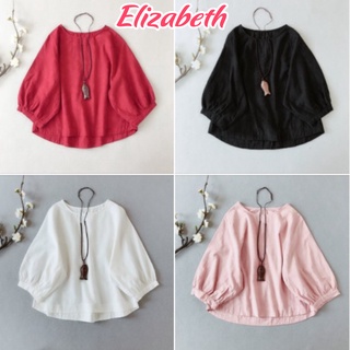 Áo kiểu nữ Hàn Quốc form rộng bigsize Elizabeth chất liệu đũi tơ mềm nhẹ thoáng mát AKH.46