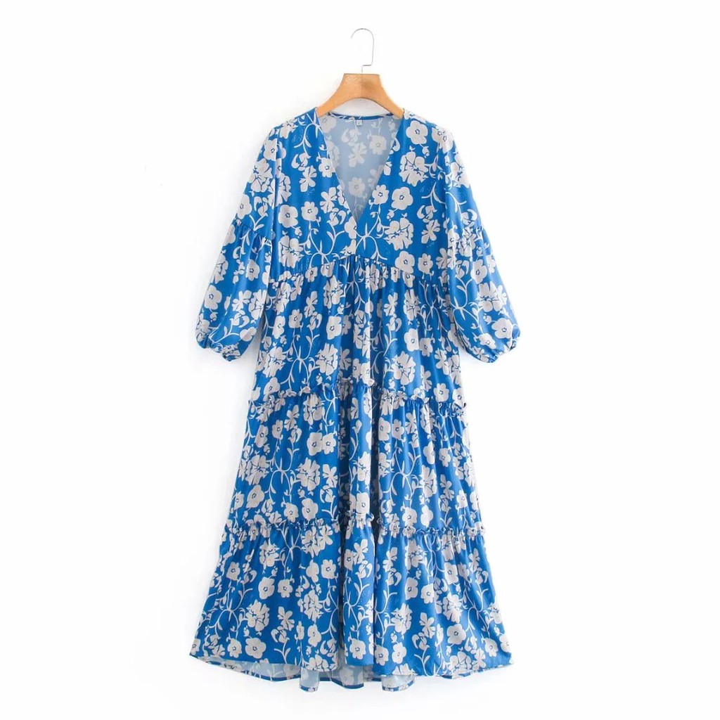 Đầm Zara hoa xanh babydoll đáng yêu DH2BBDG52N9