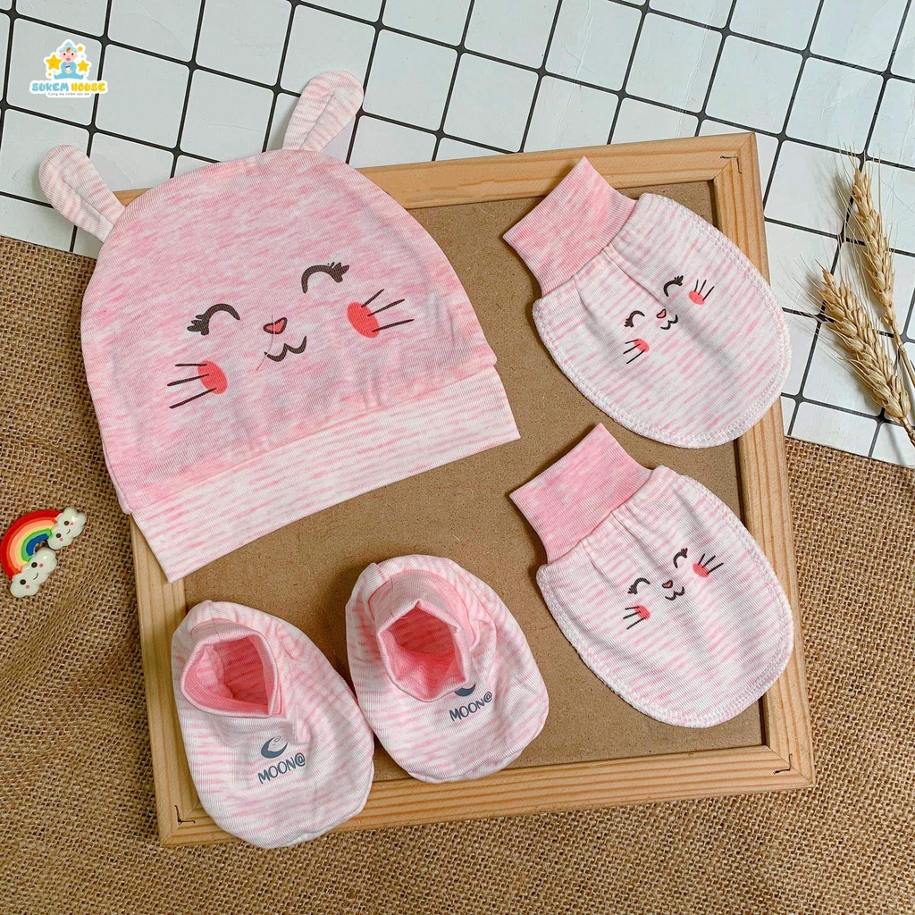 Mũ, bao chân bao tay Moon cho bé sơ sinh - Phụ kiện mũ, set bao tay bao chân cho bé