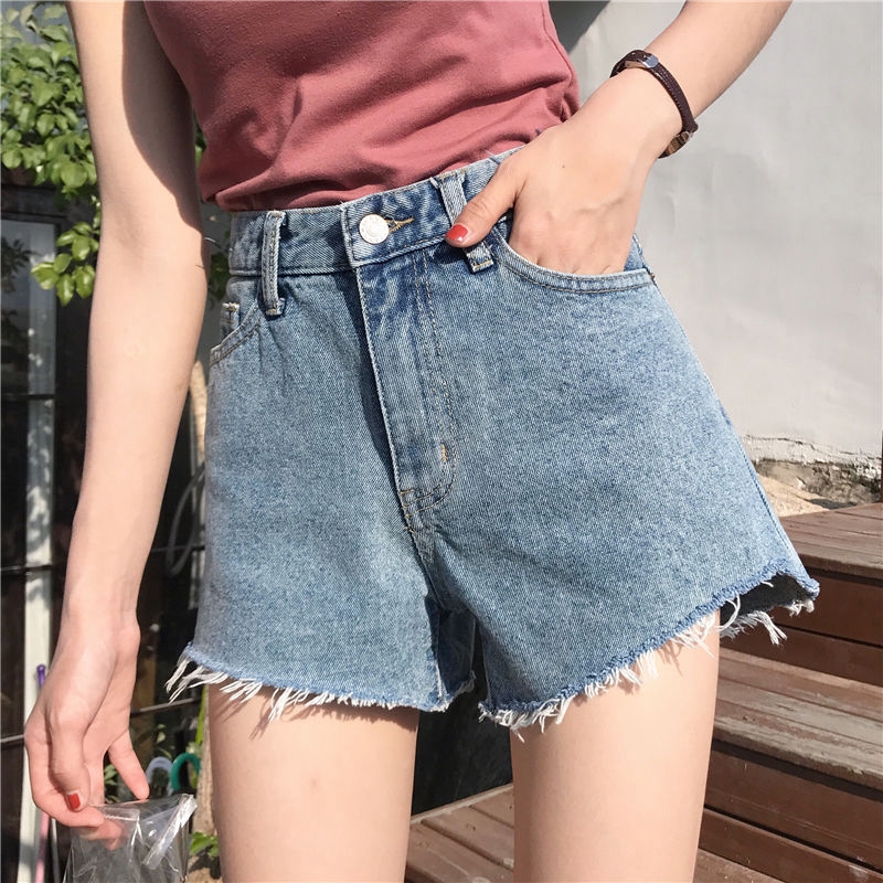 Sale 70% Quần short jeans lưng cao phong cách Hàn Quốc thời trang cho nữ, Blue,S Giá gốc 197,000 đ - 80A78-1