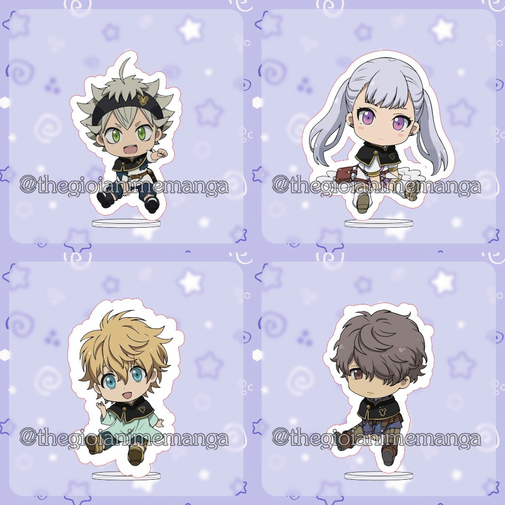 ( MINI 3cm ) Mô hình Standee BLACK CLOVER anime chibi mica trưng bày