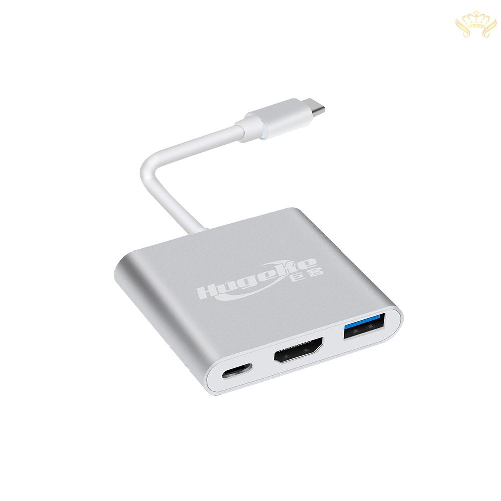 Hub mở rộng Hugeke 3 trong 1 chuyển đổi USB C sang HD/USB3.0/PD 4K/2K cho Mac/ (Mới)