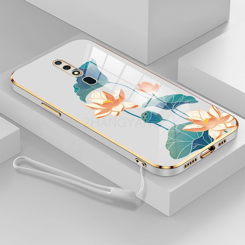 ốp lưng oppo f11 pro ốp điện thoại oppo f11 pro Ốp Điện Thoại TPU Dẻo Mạ Màu Họa Tiết Hoa Sen Sang Trọng