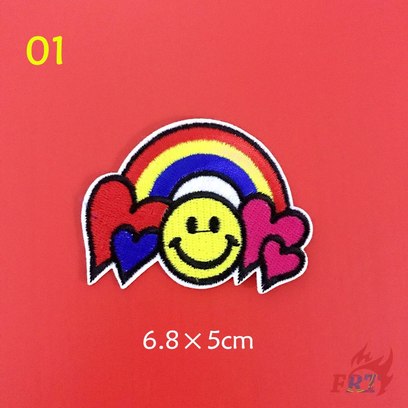 ☸ Nhãn Hiệu Thời Trang - Miếng Dán Ủi Hình Mặt Cười Thế Giới ☸ 1 Sticker Ủi Thêu Hình Hoa Hướng Dương/Mặt Trời/Trái Tim
