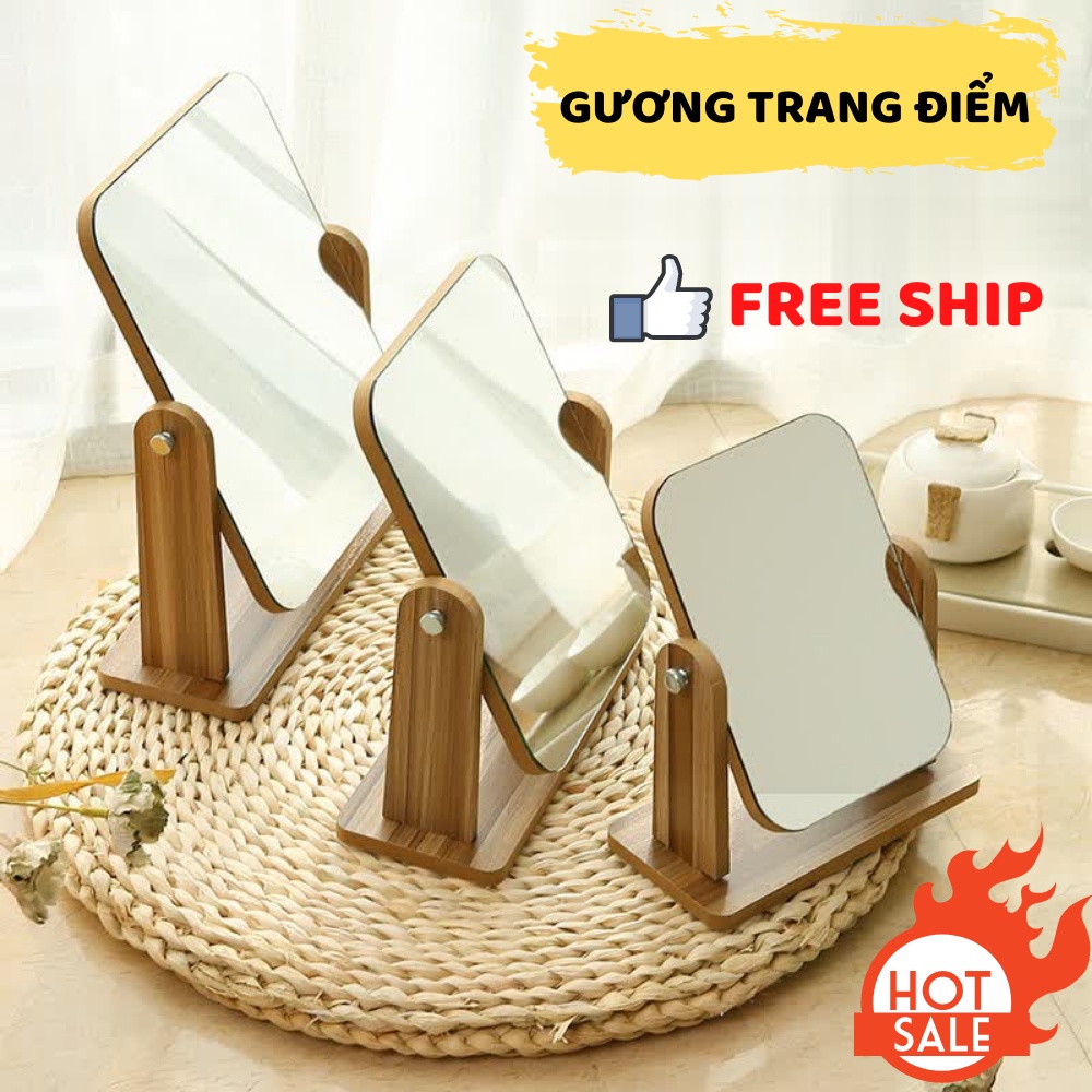 Gương trang điểm để bàn cao cấp ,gương soi bằng gỗ xoay gấp tiện lợi phong cách hiện đại ATILA.SHOP