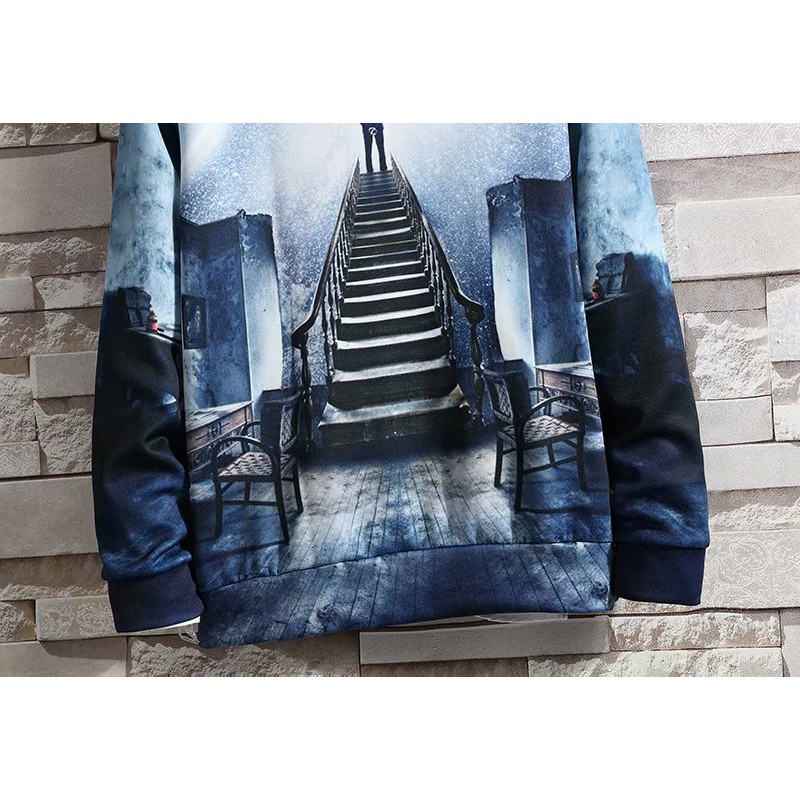 Áo sweater giả cổ sơ mi in họa tiết bầu trời 3D thời trang cho nam | BigBuy360 - bigbuy360.vn