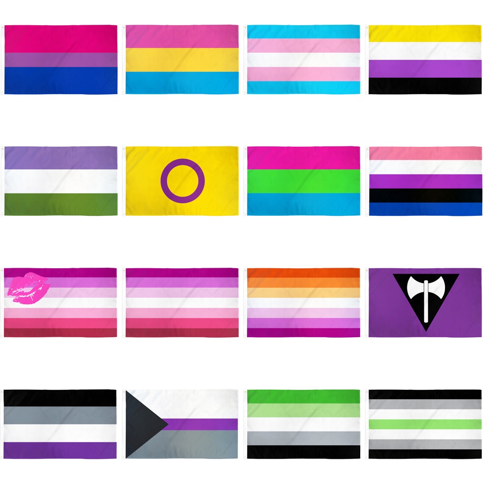 Cầu vồng pride flags 150 * 90cm 3ft x 5ft biểu ngữ tùy chỉnh lỗ kim loại grommets lgbtqia lgbt bisexual pansexual asexual
