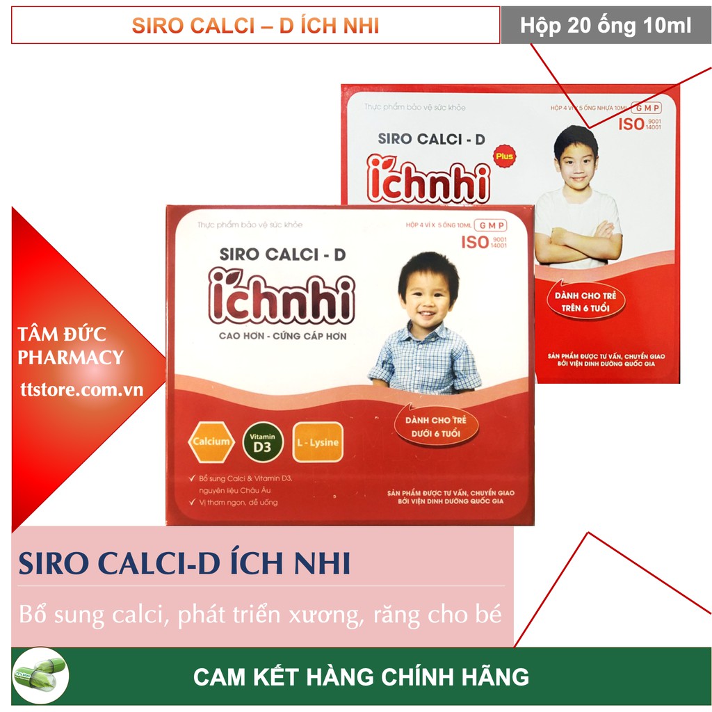 SIRO CALCI-D ÍCH NHI [Hộp 20 ống] - Bổ sung calci, phát triển xương cho trẻ [Nam Dược]