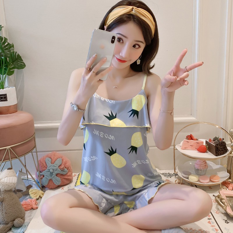 Bộ Ngủ🌹FREESHIP🌹Bộ Ngủ Nữ 2 Dây Mặc Nhà Chất Cotton Siêu Mát Mịn Hàng Quảng Châu Siêu Đẹp AN29