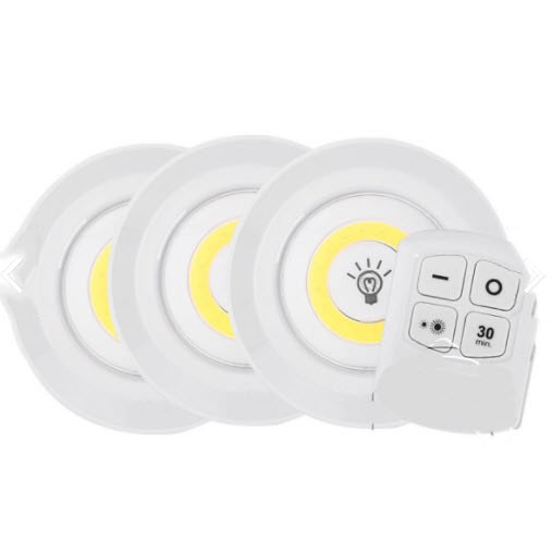 BỘ 3 ĐÈN LED DÁN TƯỜNG/GẮN TƯỜNG NHỎ GỌN, KÈM 1 ĐIỀU KHIỂN TỪ XA, GẮN CẦU THANG, PHÒNG BẾP, PHÒNG NGỦ, TỦ SÁCH, TỦ TRANG