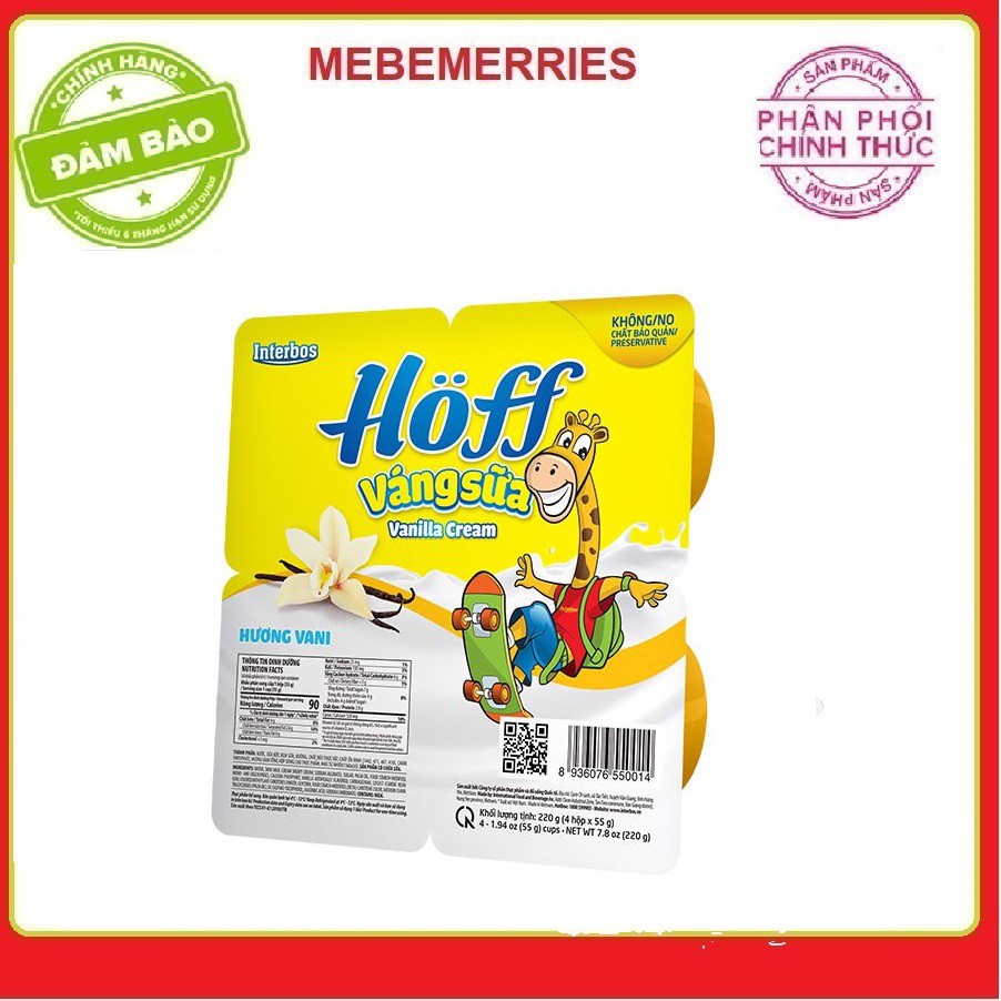 VÁNG SỮA HOFF VANI - HẠT DẺ 55g x 4 hộp (date 11_2022