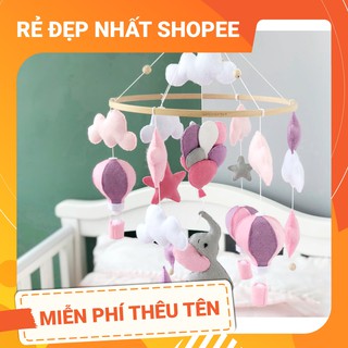 [TẶNG TÚI TỎI + FREESHIP ] Đồ chơi treo nôi cũi handmade ảnh thật 💯,xoay phát nhạc mẫu VOI HỒNG kích thích thị giác