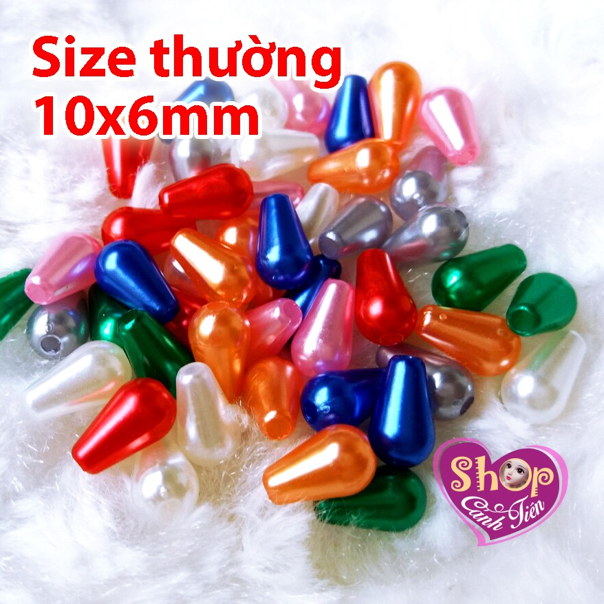 60 Hạt Giọt nước 10 x 6mm nhiều màu - Hạt nhũ đẹp, bóng sáng - Nguyên liệu trang trí thủ công