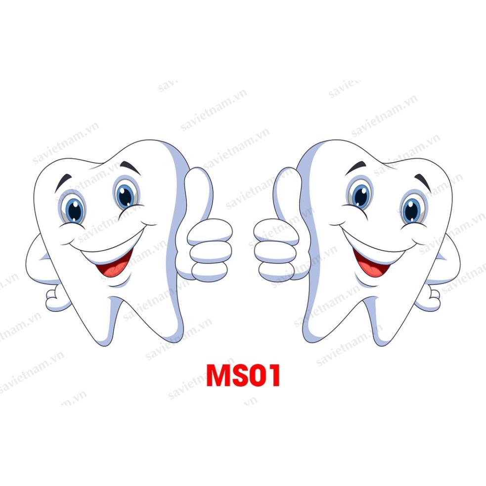 Cặp decal hình răng dán cửa kính phòng khám Nha khoa