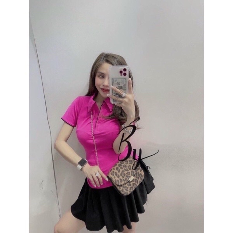 ÁO THUN NỮ CỔ TRỤ CROTOP CHÍT EO - CO GIÃN MẠNH THOẢI MÁI - ẢNH SÀN