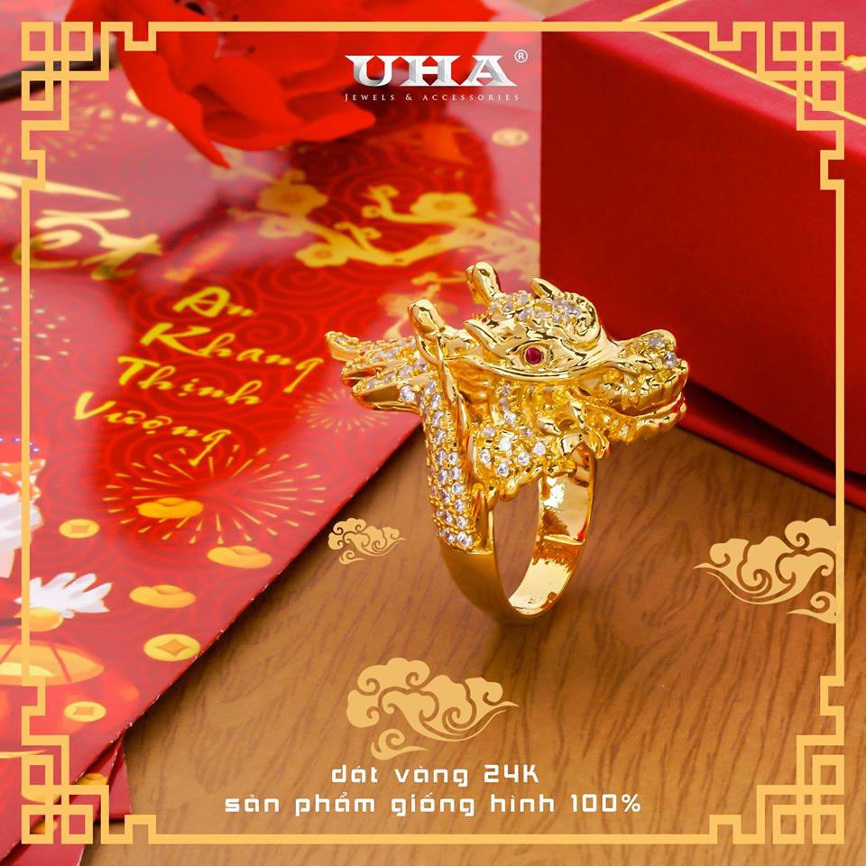 Nhẫn Rồng Mắt Đỏ Đính Xoàn NRMDDX