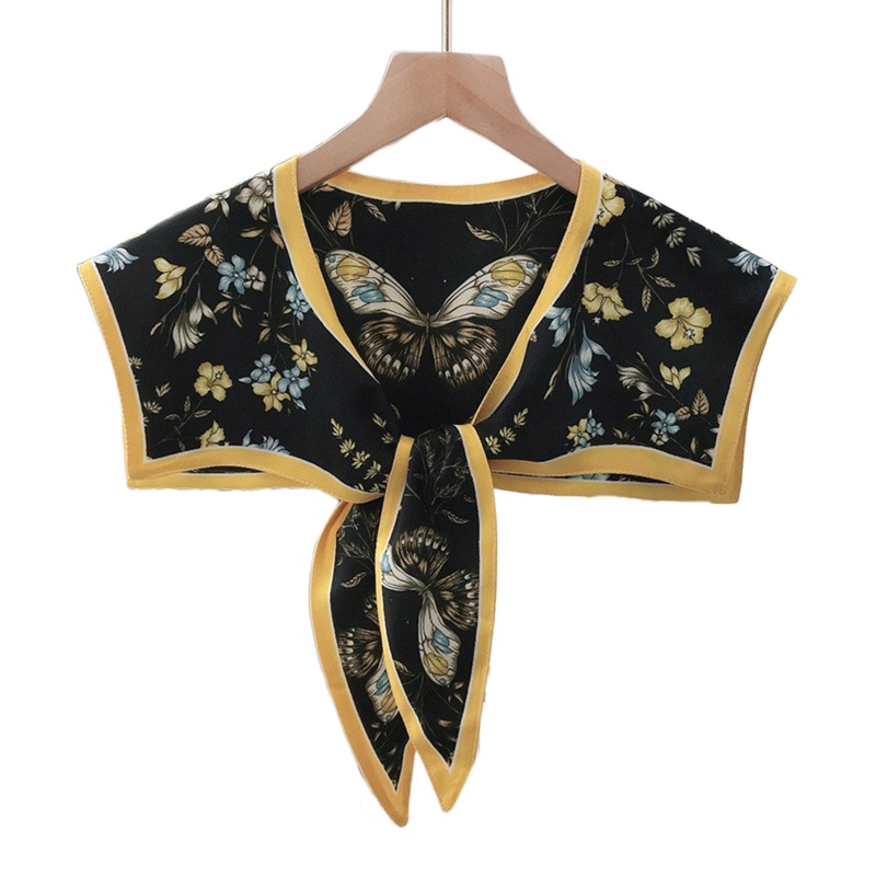 Khăn Choàng Cổ Giả Lụa In Họa Tiết Hình Học Nhiều Màu Sắc Có Thể Tháo Rời Phong Cách Hàn Quốc Thời Trang