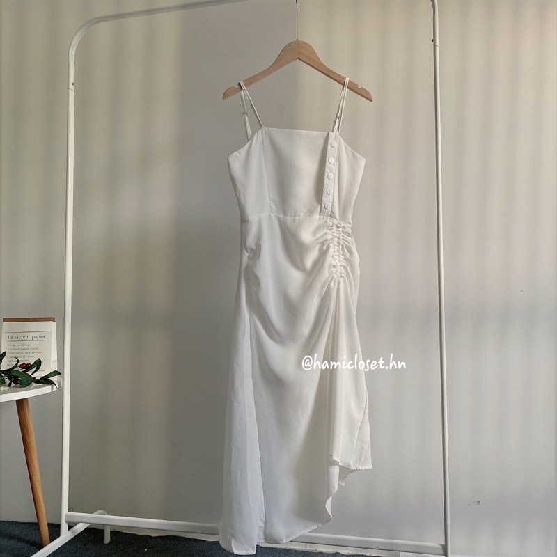 Váy đầm hai dây rút eo chất siêu mịn đẹp hàng có size mã V001