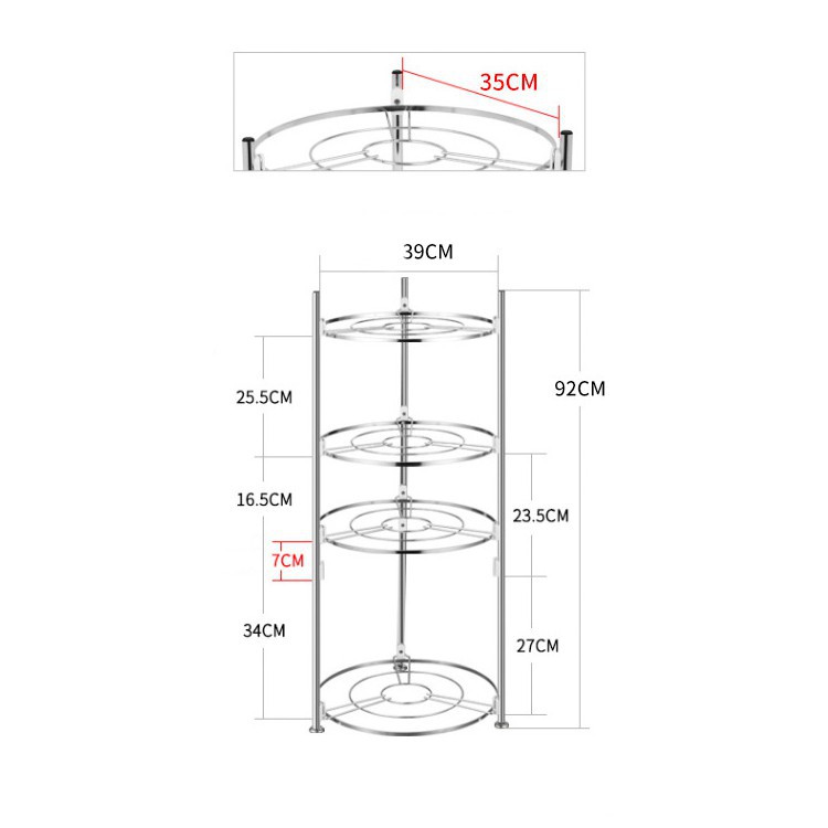 Giá kệ để nồi niêu xoong chảo Inox 304 Vando 4 tầng