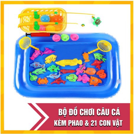Đồ chơi Câu cá cho bé nam châm Bể phao nước cỡ Lớn Đủ bộ gồm Bể hơi+Cần câu+Bơm+Cá gắn nam châm