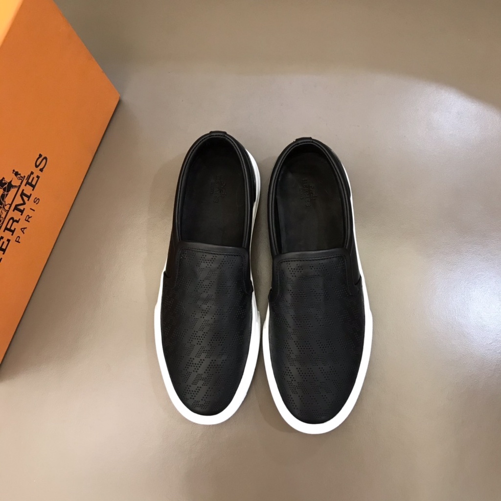 Giày lười nam da thật cao cấp HERMES HM thiết kế đơn giản, trẻ trung với lớp da được trang trí tỉ mỉ