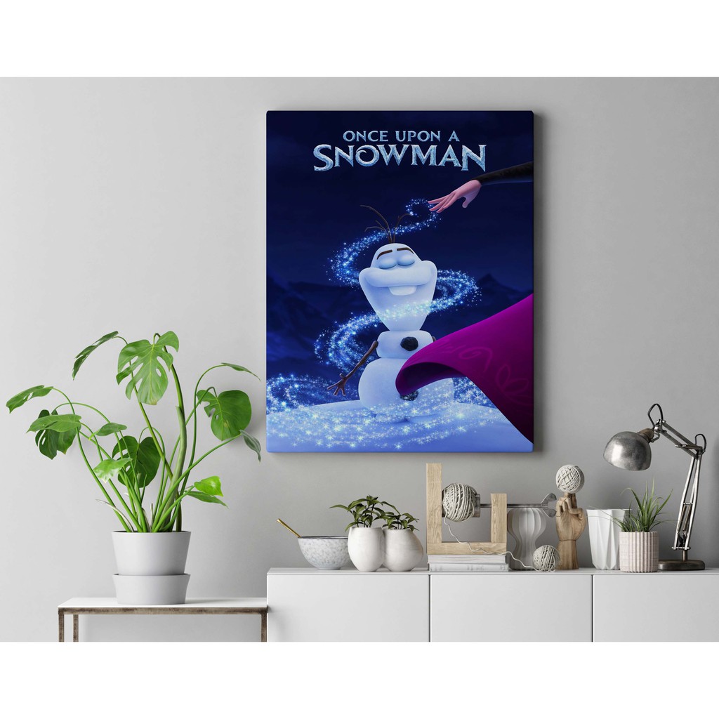 Tấm Áp Phích Treo Tường Trang Trí Phòng Bé Hình Người Tuyết Olaf Anna Elsa Trong Phim Frozen