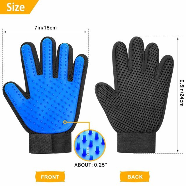 Găng Tay Cao Su Mát Xa, Loại Bỏ Lông Rụng Cho Thú Cưng