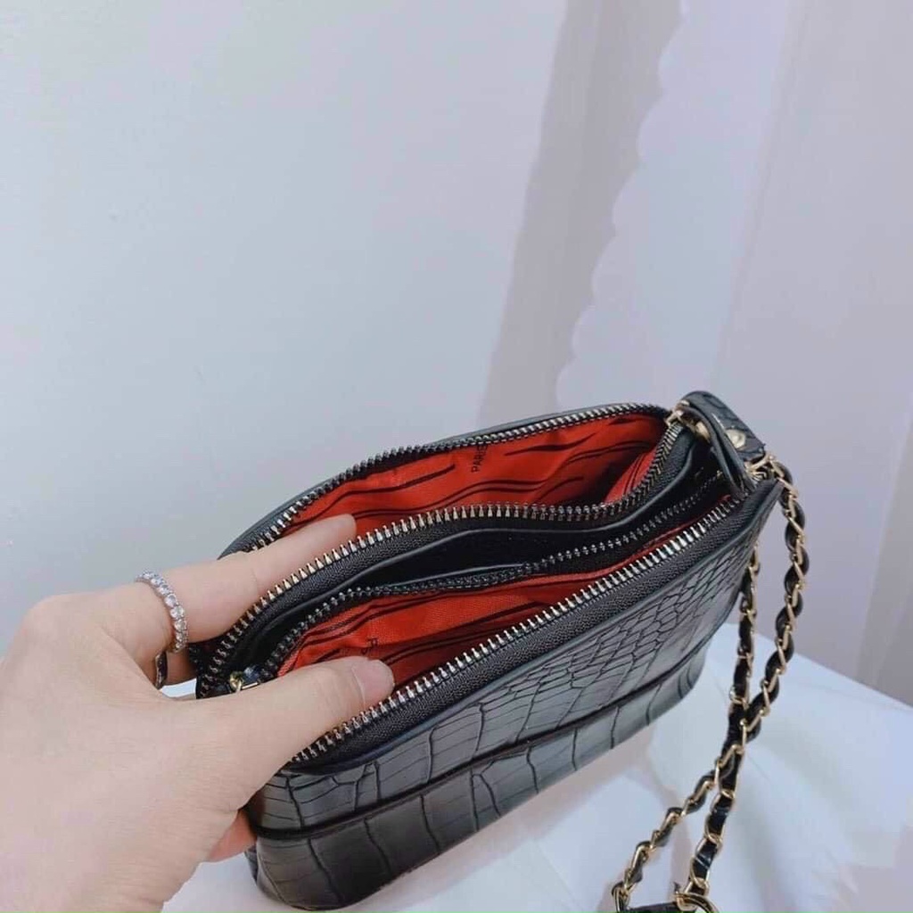 Túi xách nữ đeo chéo hobo màu đen da vân Hot Trend 2022