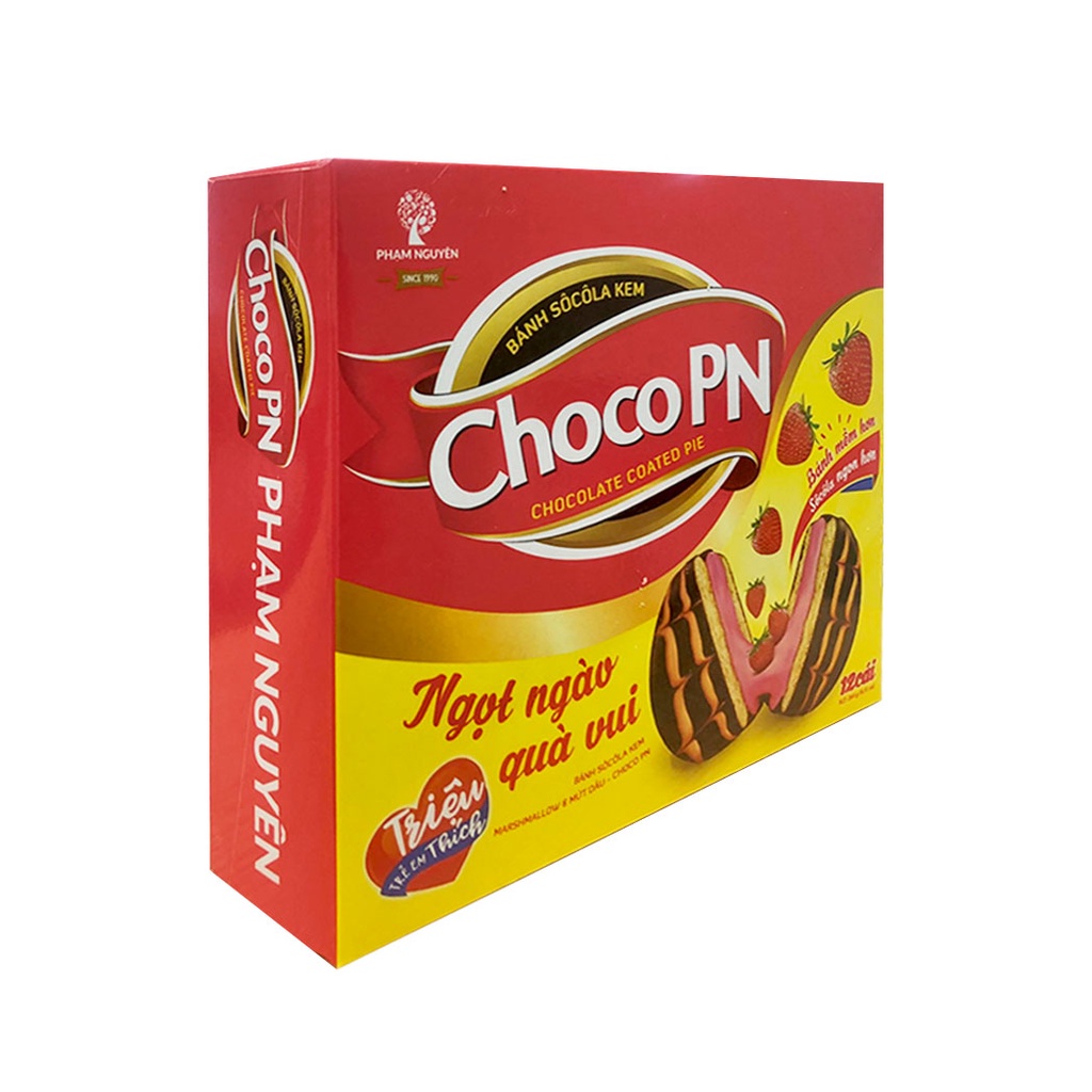 Hộp Bánh phủ socola Choco PN Dâu 264g | Bánh ăn vặt Socola | Đồ ăn vặt