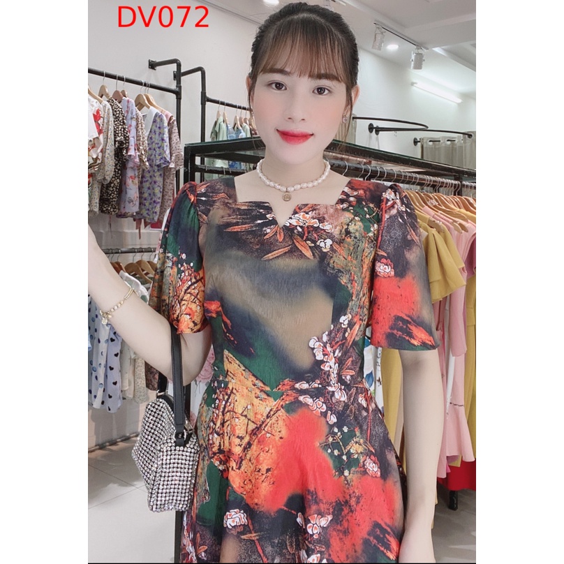 Đầm thiết kế Dori hoạ tiết lụa vân pháp nhập khẩu cao cấp DV072
