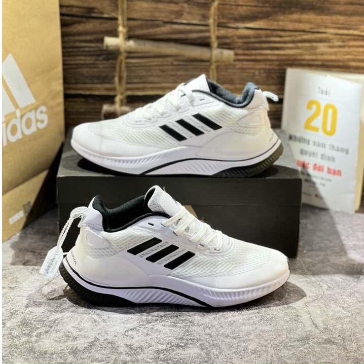 Giày Thể Thao Adidas Alphamaga White Black, Giày Chạy bộ phối màu trắng đen.