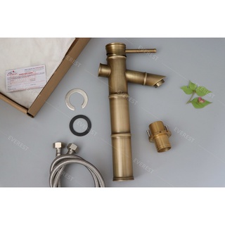 Vòi lavabo, vòi rửa mặt thân cao đồng thau giả cổ cao cấp chính hãng EVEREST EV-3015