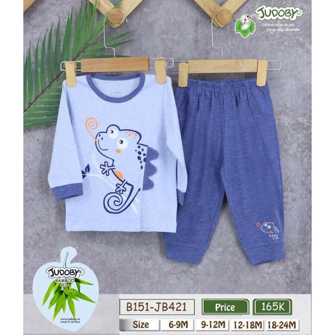 Bộ dài tay cài vai bé trai bé gái Judoby- chất sợi tre kháng khuẩn, siêu mềm mịn