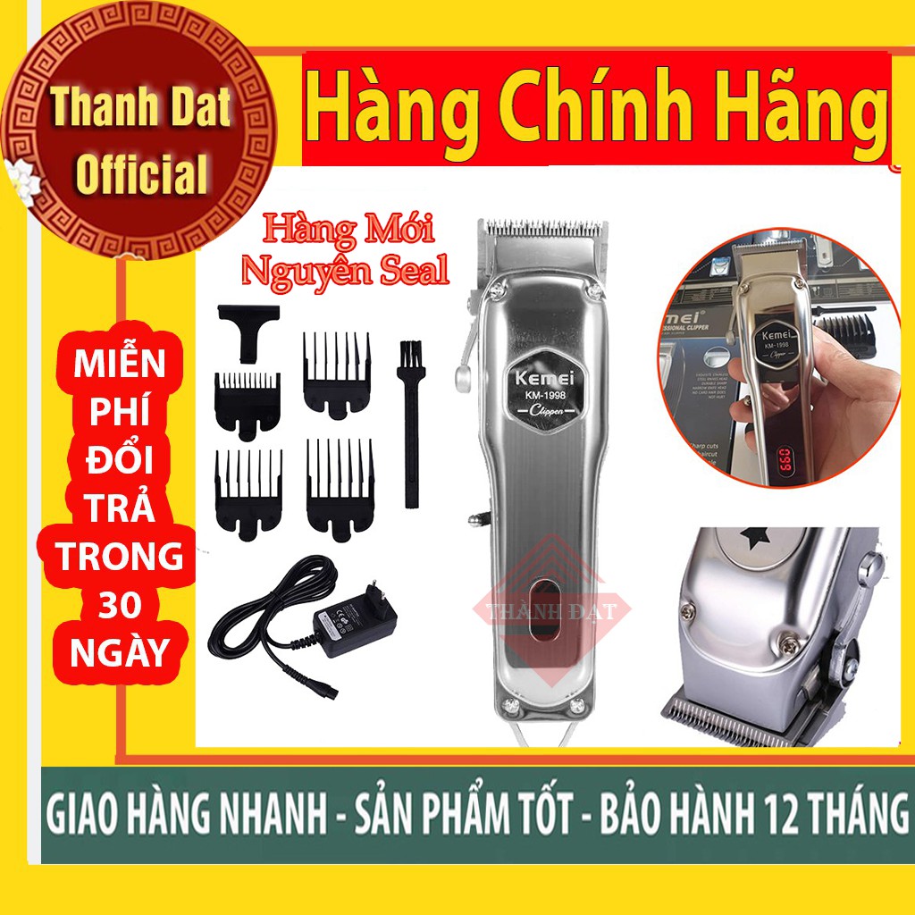 Tông đơ cắt tóc Kemei 1998 Hàng Chuẩn Salon Dùng Liên tục Trong 200 giờ Chất Liệu Nhôm Nguyên Khối