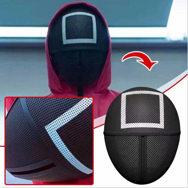 Mặt nạ bằng nhựa hình tròn Squid Game phong cách Halloween dùng làm đạo cụ chụp ảnh độc đáo