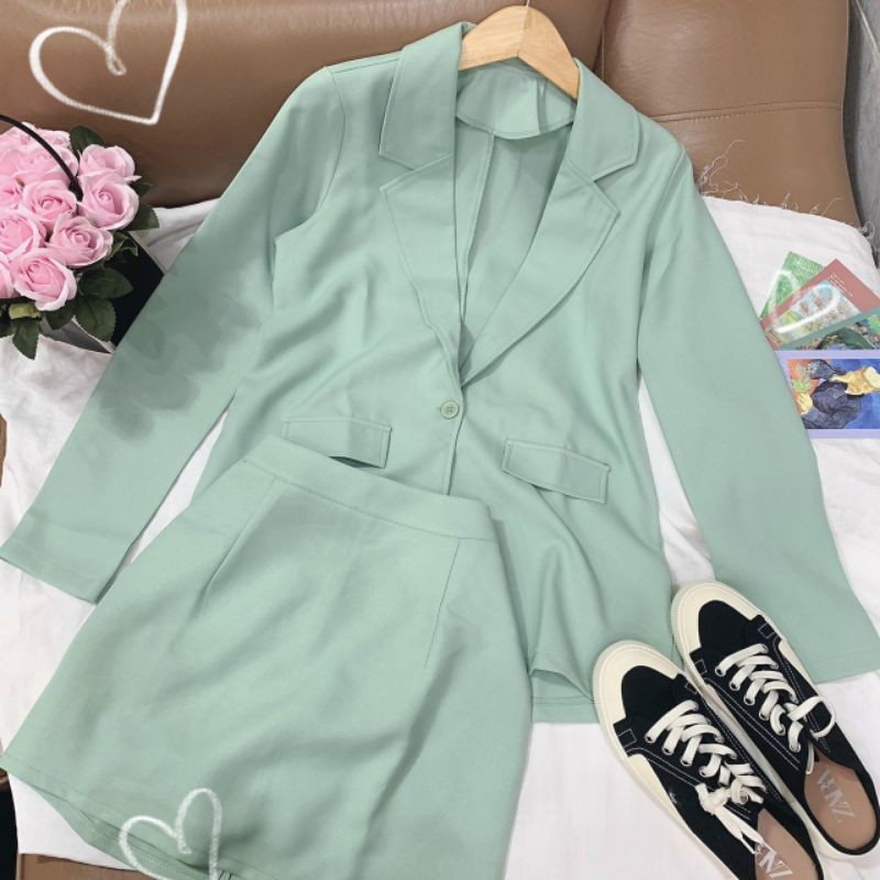 set 2 món khoác blazer + chân váy mã 1903